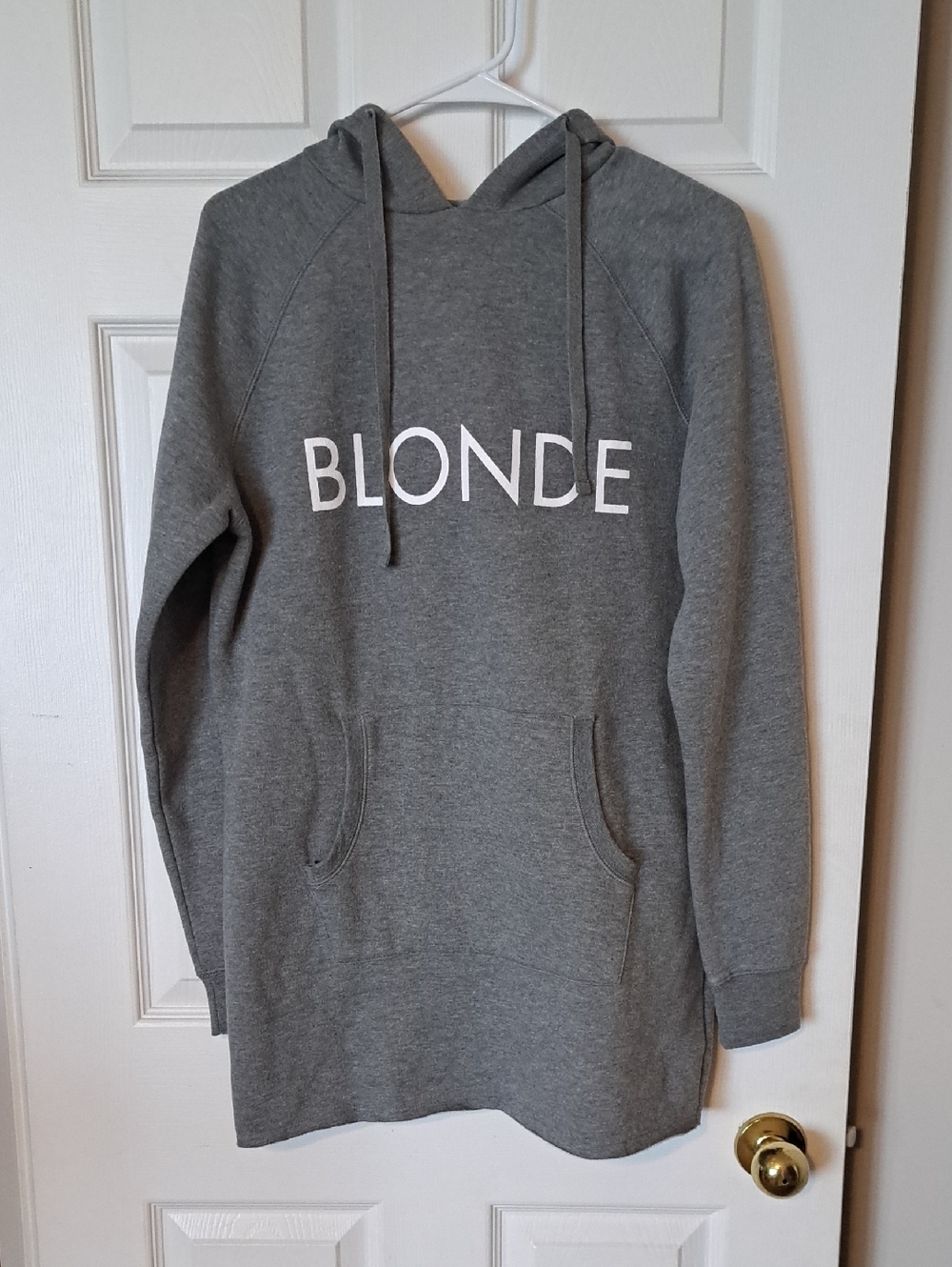 Brunette The Label "BLONDE" Gray Hooded Sweatshirt Dress